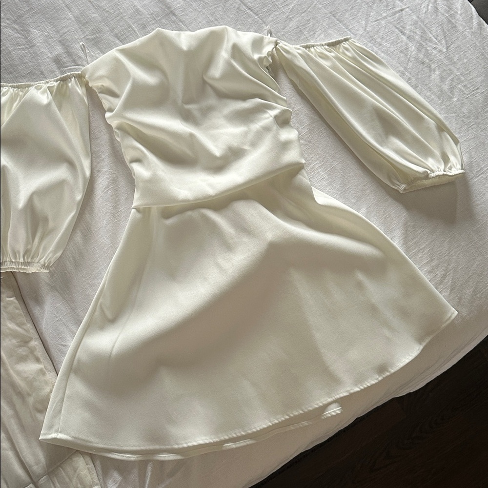 Elegant Off-Shoulder ivory Dress